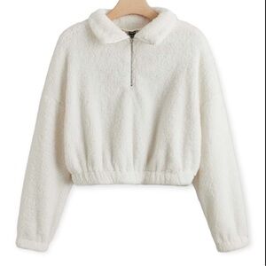 SHEIN Half Zip Teddy Pullover Sz Large​​‎